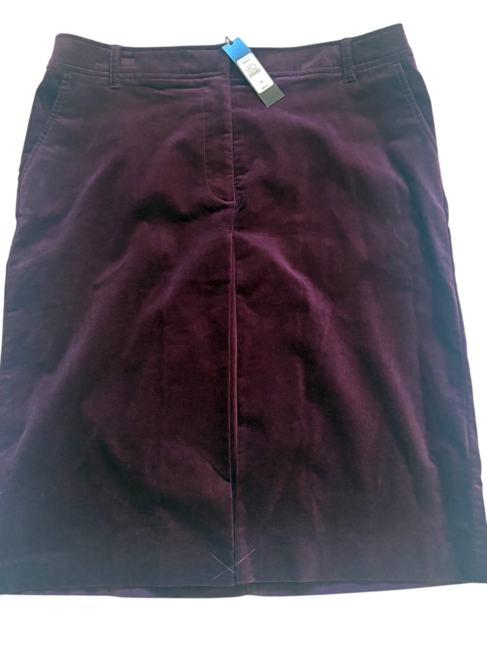 NWT Talbots Wine Burgundy Velvet Skirt 16 Preppy Old Money Office Chic Pockets
